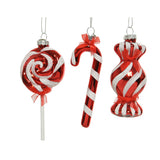 Decoris 13cm Red & White Striped Christmas Sweet Bauble (Choice of 3)