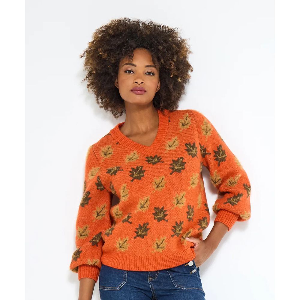 Joe Browns Autumn Days Cosy Leaf Jumper - Orange