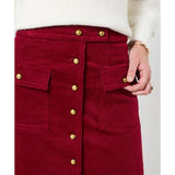 Joe Browns Charming Cord Button Front Mini Skirt - Red Berry
