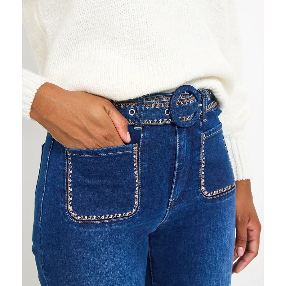 Joe Browns Perrie Embroidered Wide Leg Jeans - Blue
