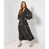 Joe Browns Seline Scarf Print Crinkle Dress - Black