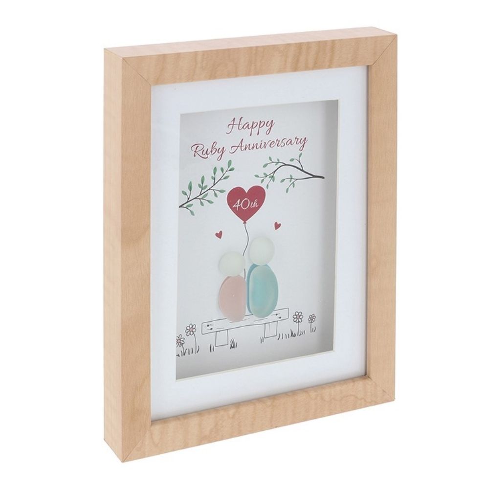 Joe Davies 40th Ruby Anniversary Pebble Glass Frame