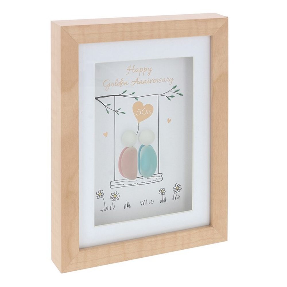 Joe Davies 50th Golden Anniversary Pebble Glass Frame