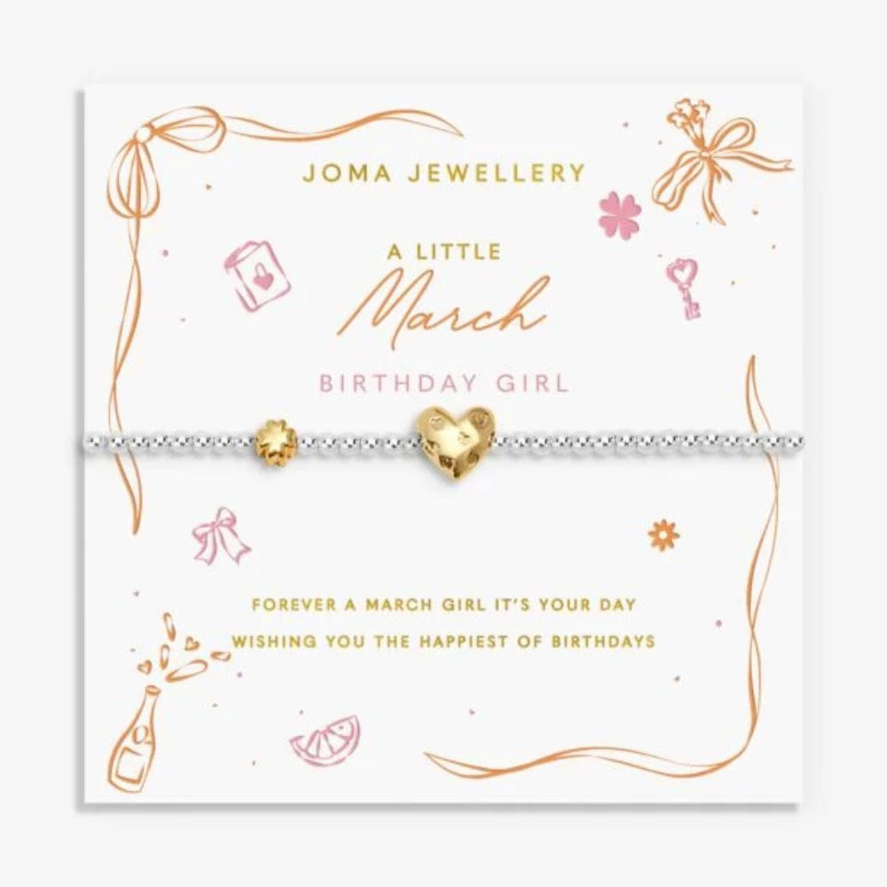 Joma Jewllery Birth Month A Little 'March' Bracelet in Silver and Gold Plating