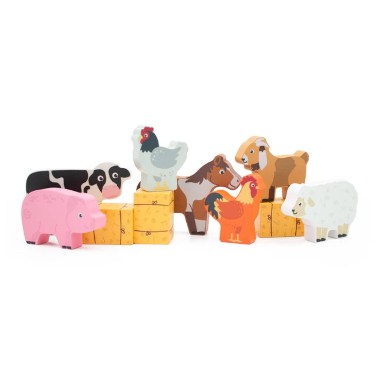 Jumini Bag of Wooden Farm Animals