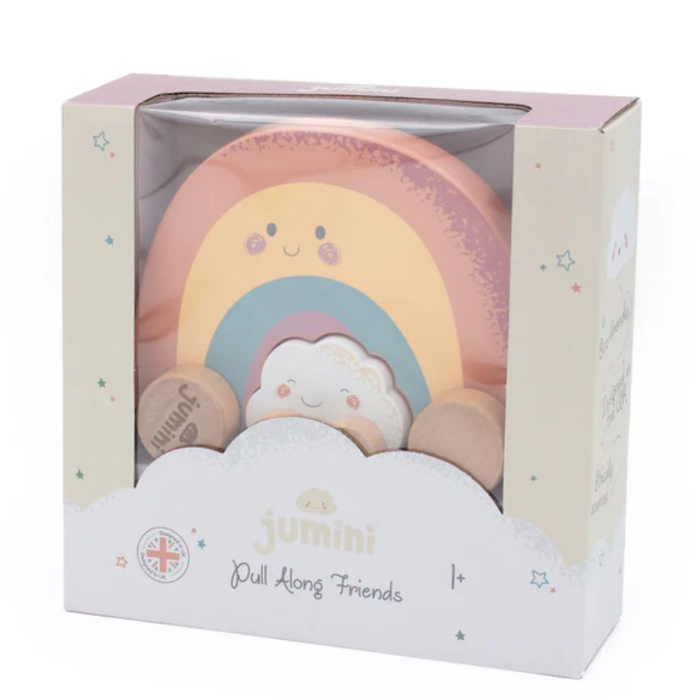 Jumini Wooden Pull Along Friends - Rainbow/Cloud