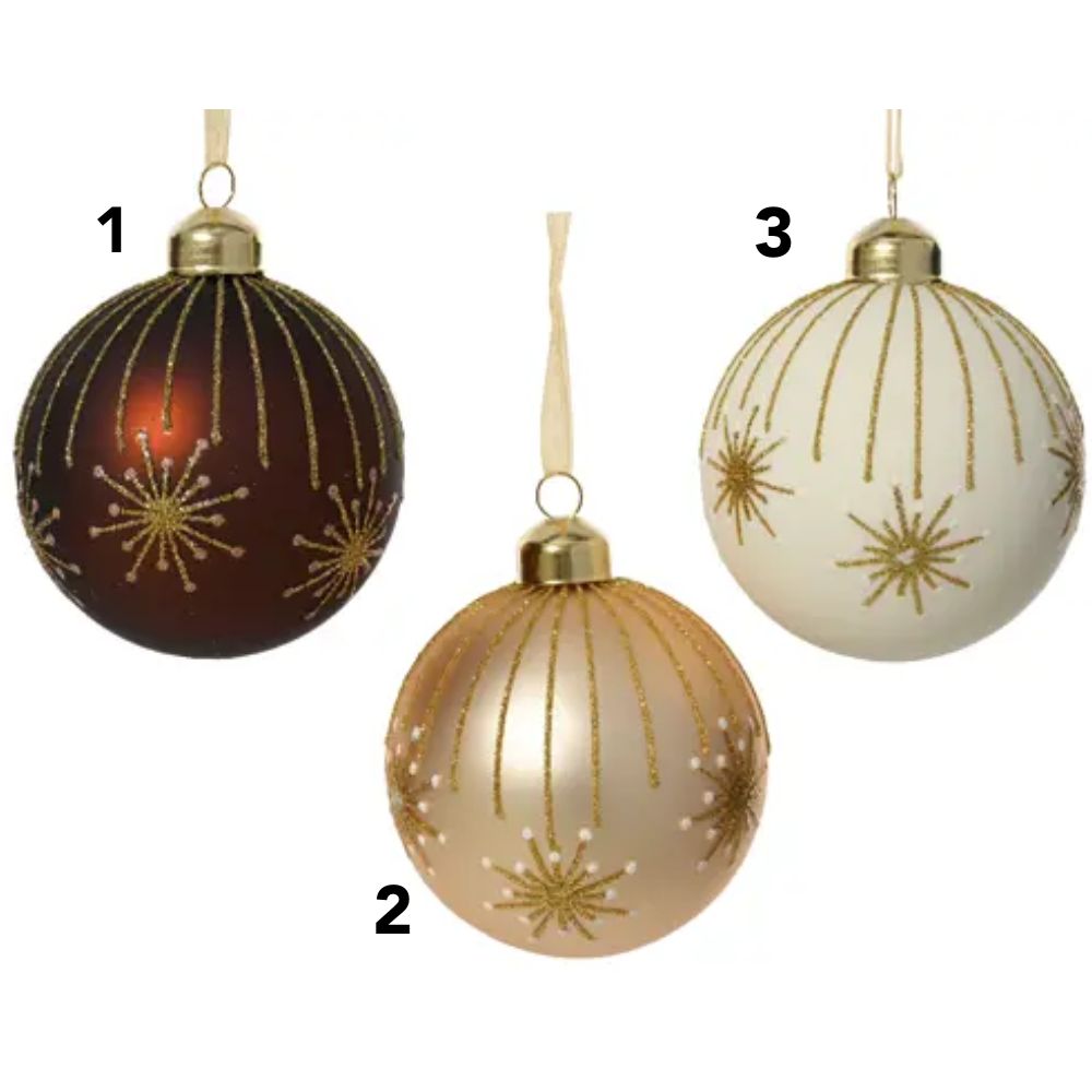 Decoris 8cm Firework Matte Glass Bauble (Choice of 3)