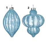 Decoris Blue Transparent Glass Bauble With Beads (Choice of 2)