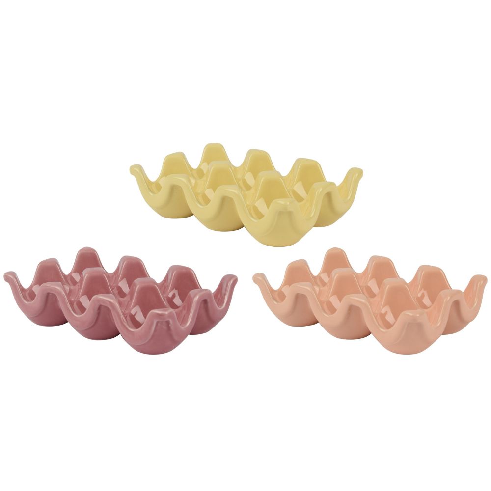 Decoris Glossy Dolomite Egg holder with Glossy Colour Glaze (Choice of 3)