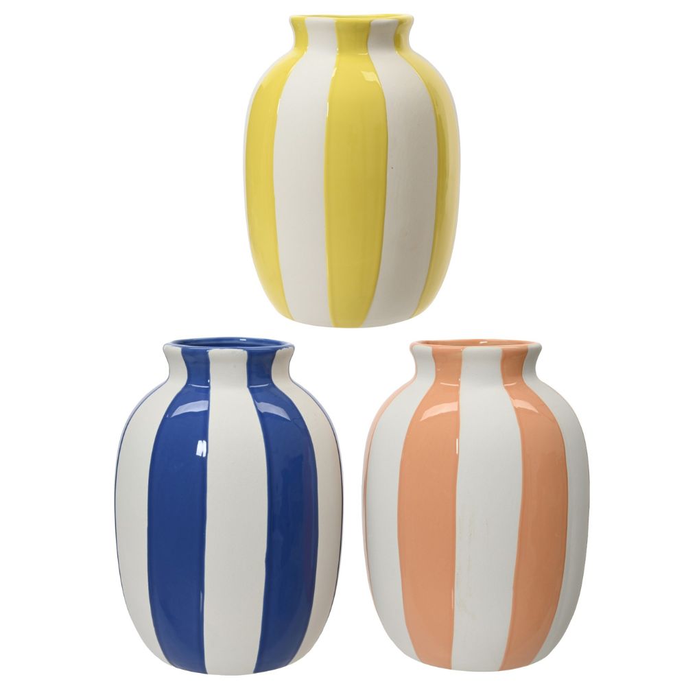 Decoris Small Porcelain Stripe Vase (Choice of 3)