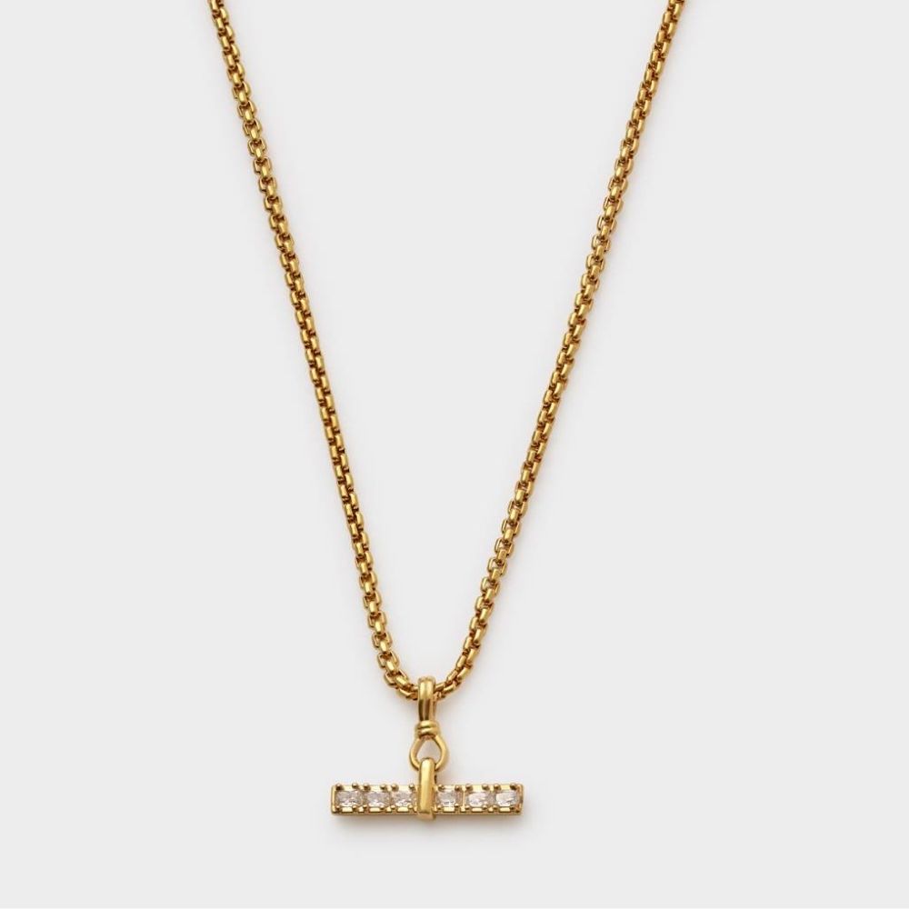 Katie Loxton 45cm Lustre Waterproof Gold T-Bar Necklace