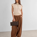 Katie Loxton Alma Suedette Clutch - Bitter Chocolate