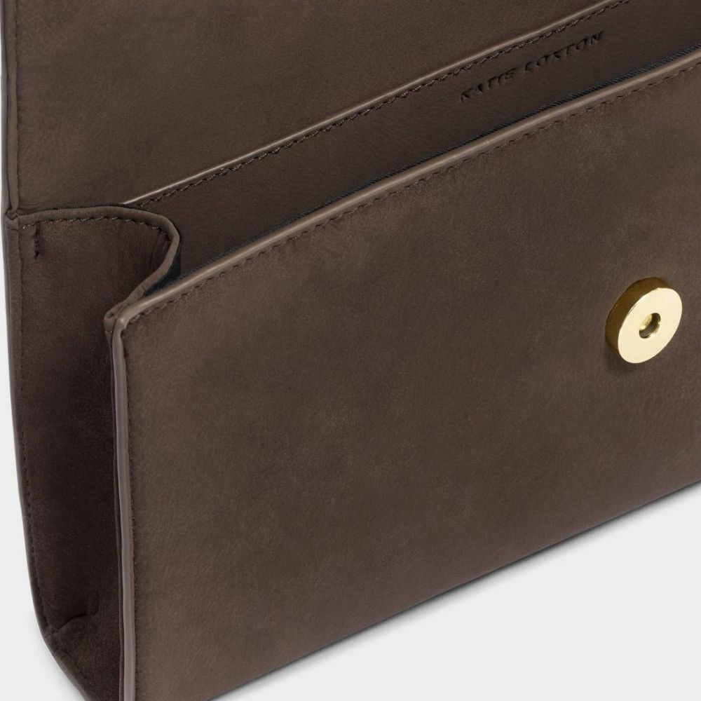 Katie Loxton Alma Suedette Clutch - Bitter Chocolate