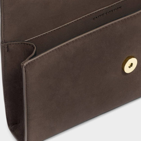 Katie Loxton Alma Suedette Clutch - Bitter Chocolate
