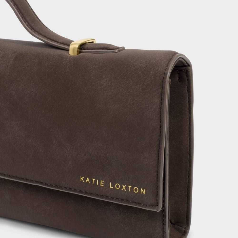 Katie Loxton Alma Suedette Clutch - Bitter Chocolate