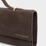 Katie Loxton Alma Suedette Clutch - Bitter Chocolate