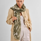 Katie Loxton Animal Printed Foil Scarf - Olive/Sand