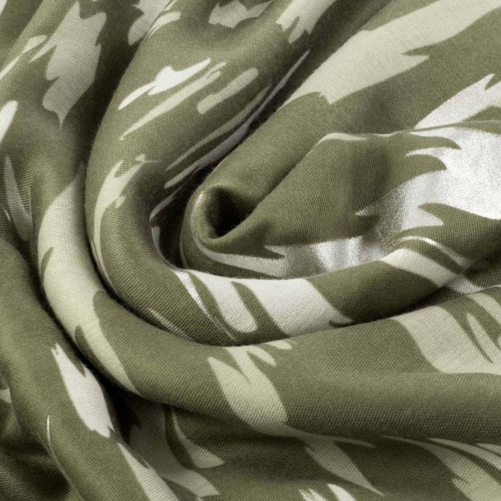 Katie Loxton Animal Printed Foil Scarf - Olive/Sand