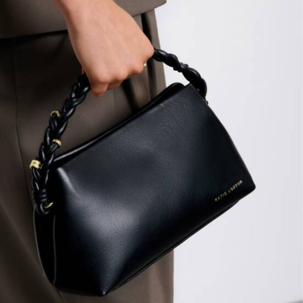 Katie Loxton Black Arden Braided Top Handle Bag