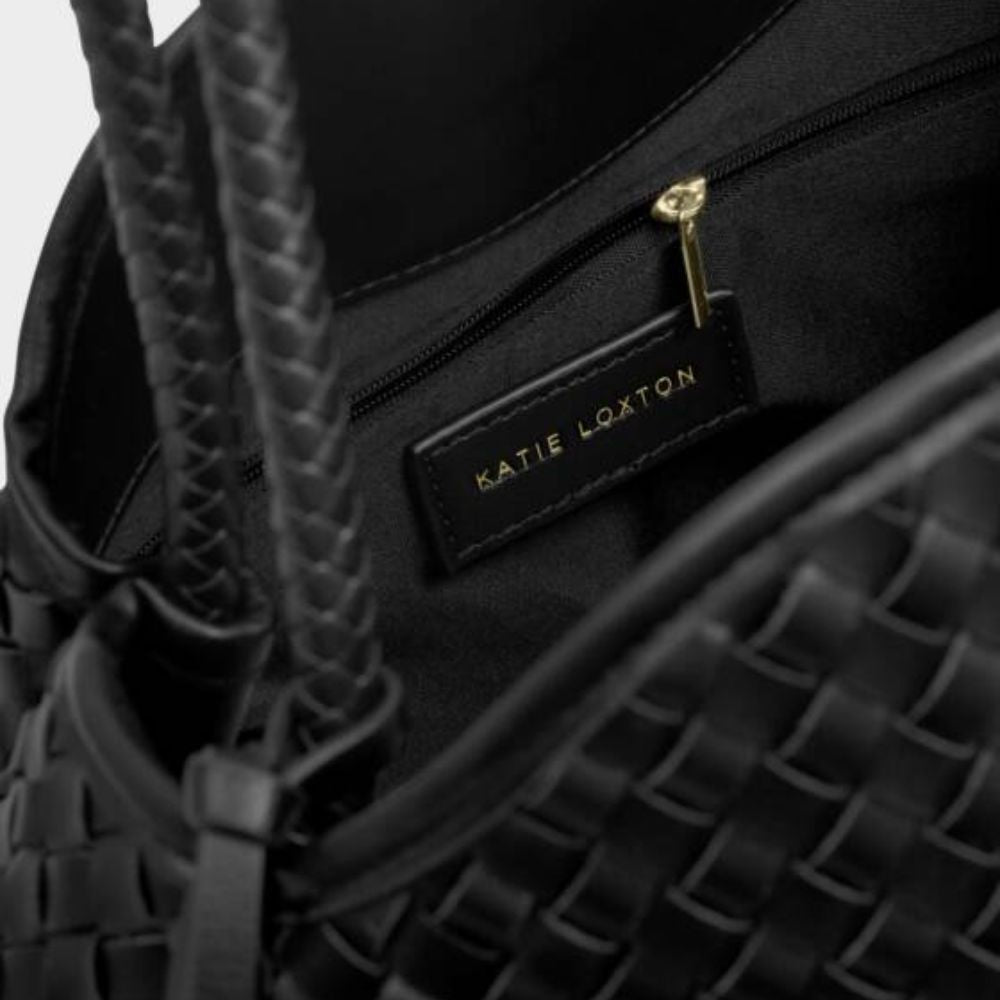 Katie Loxton Black Nova Hand Woven Large Shoulder Bag