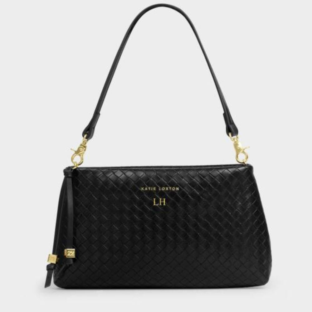 Katie Loxton Black Nova Woven Texture Clutch