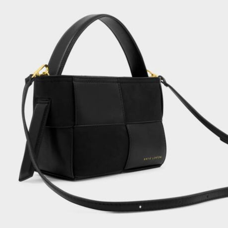 Katie Loxton Black Taya Hand Woven Suedette Tote Bag