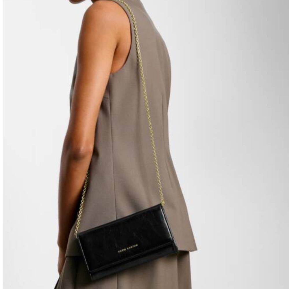 Katie Loxton Black Zea Patent Crackle Crossbody Purse