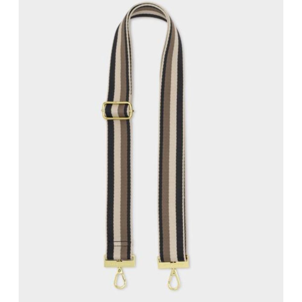 Katie Loxton Black & Mocha Stripe Canvas Bag Strap