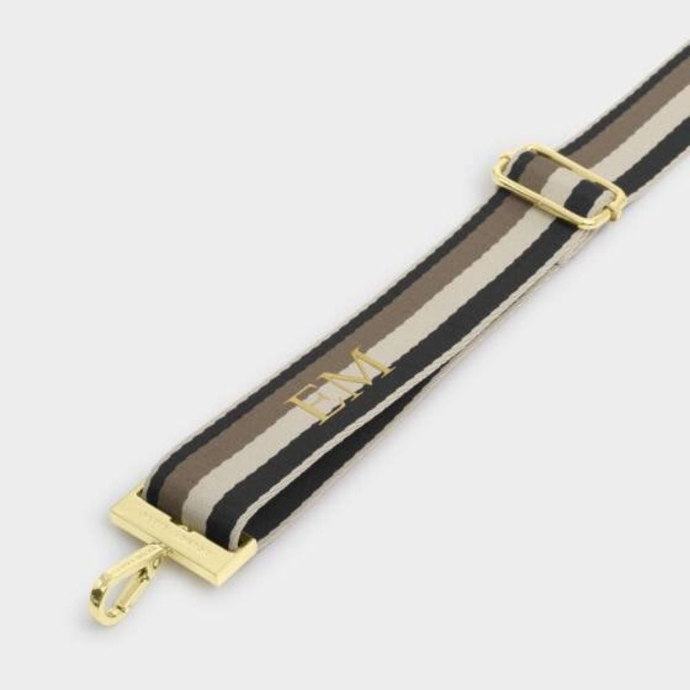 Katie Loxton Black & Mocha Stripe Canvas Bag Strap