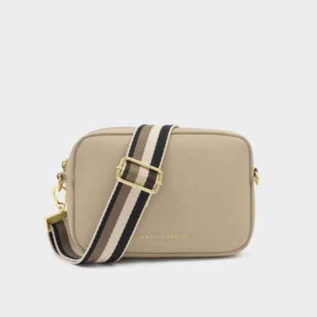 Katie Loxton Black & Mocha Stripe Canvas Bag Strap