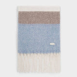 Katie Loxton Blue, Mink & Off White Recycled Striped Tassel Scarf