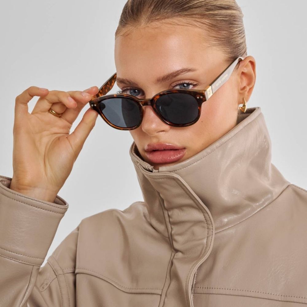 Katie Loxton Bologna Round Square Sunglasses - Dark Tortoise shell