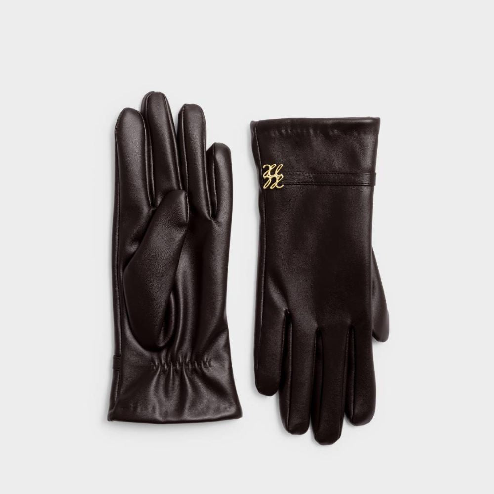 Katie Loxton Boxed Faux Leather Gloves - Chocolate