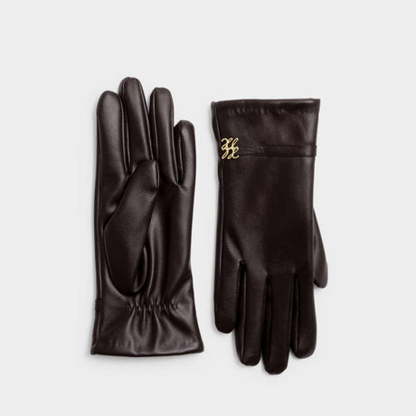 Katie Loxton Boxed Faux Leather Gloves - Chocolate