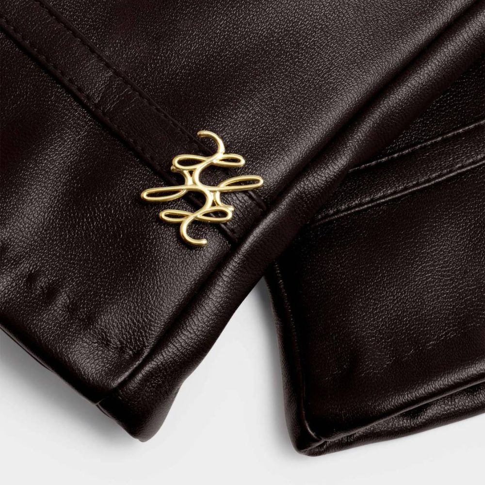 Katie Loxton Boxed Faux Leather Gloves - Chocolate