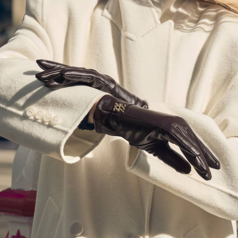Katie Loxton Boxed Faux Leather Gloves - Chocolate