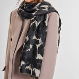 Katie Loxton Brush Stroke Leopard Printed Scarf - Grey