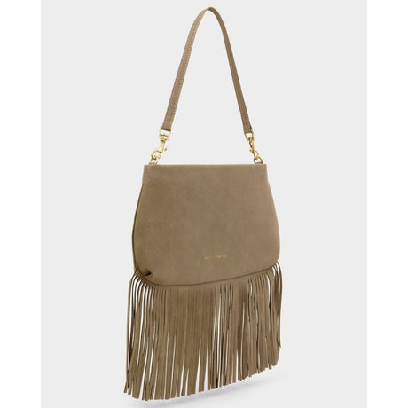 Katie Loxton Cali Suedette Fringe Small Shoulder Bag - Taupe