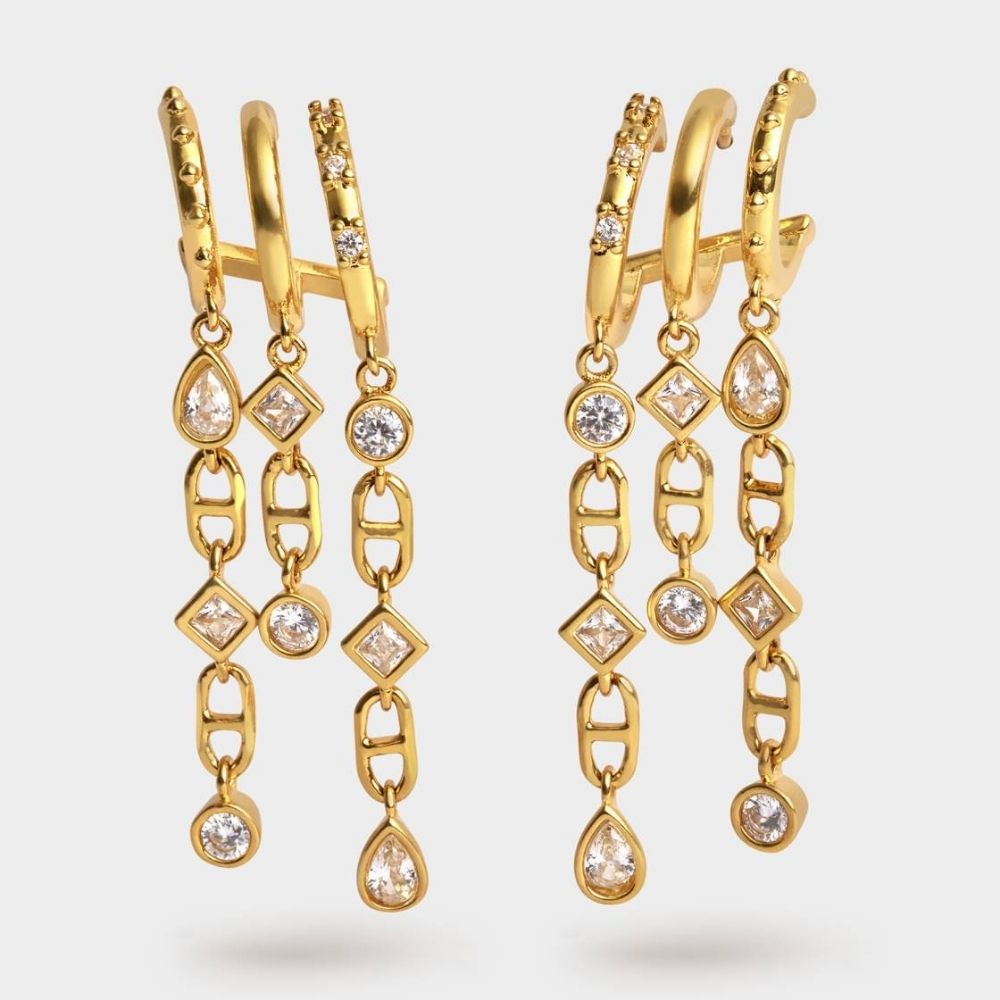 Katie Loxton Champagne Hour Waterproof Gold Drop Earrings
