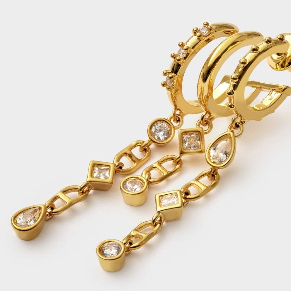 Katie Loxton Champagne Hour Waterproof Gold Drop Earrings