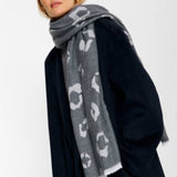 Katie Loxton Charcoal & Pale Grey Leopard Printed Blanket Scarf