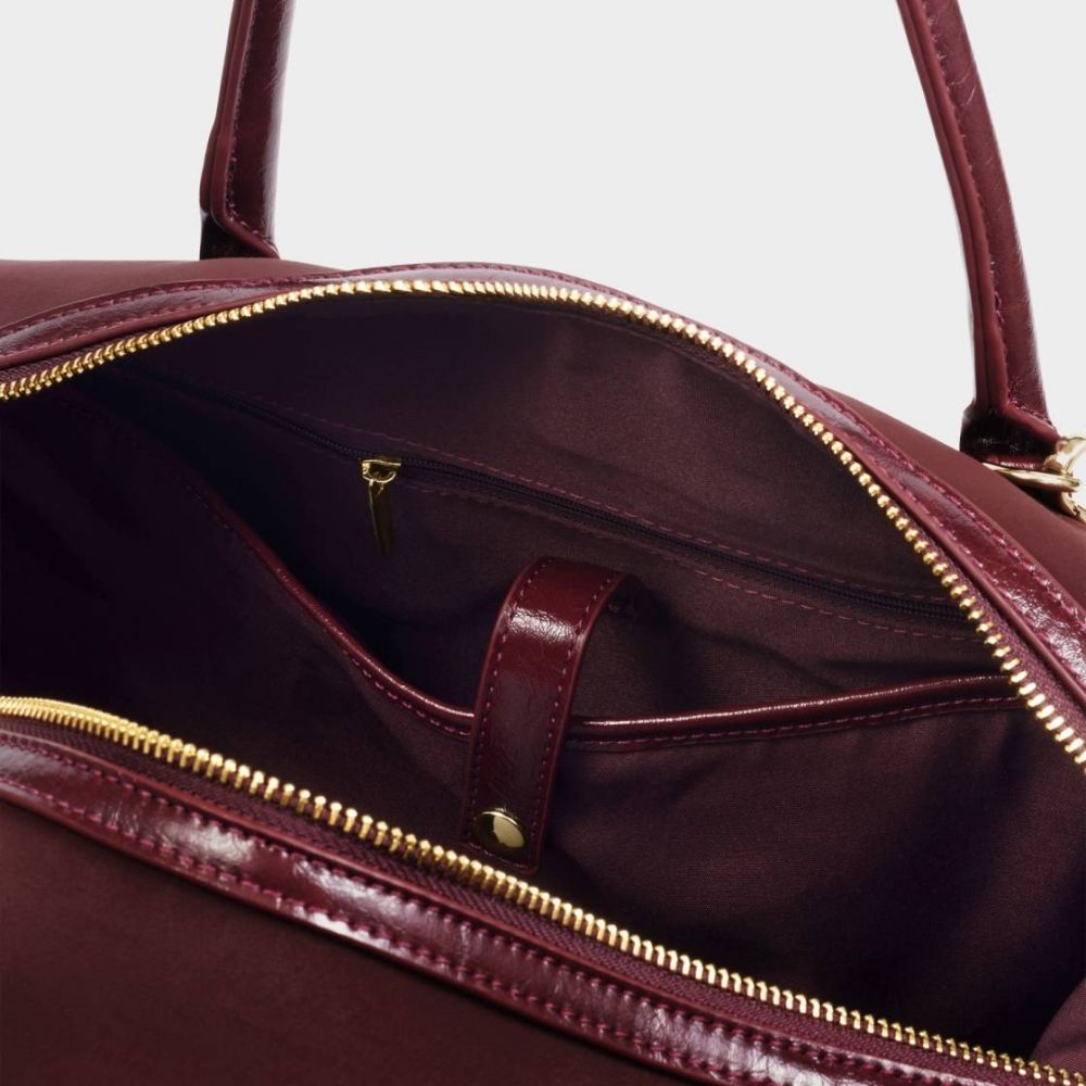 Katie Loxton Charlbury Suedette Cabin Bag - Cherry
