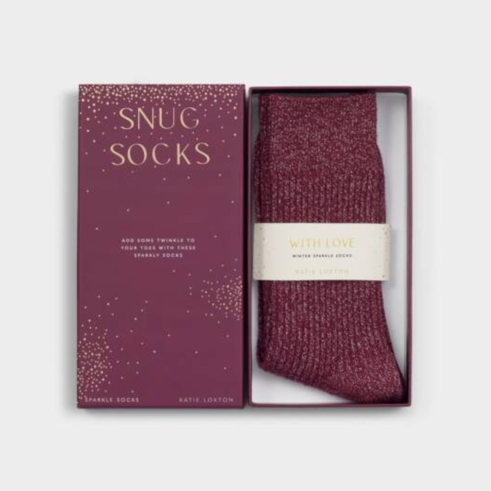 Katie Loxton Cherry Red Gift Boxed Sparkle Socks