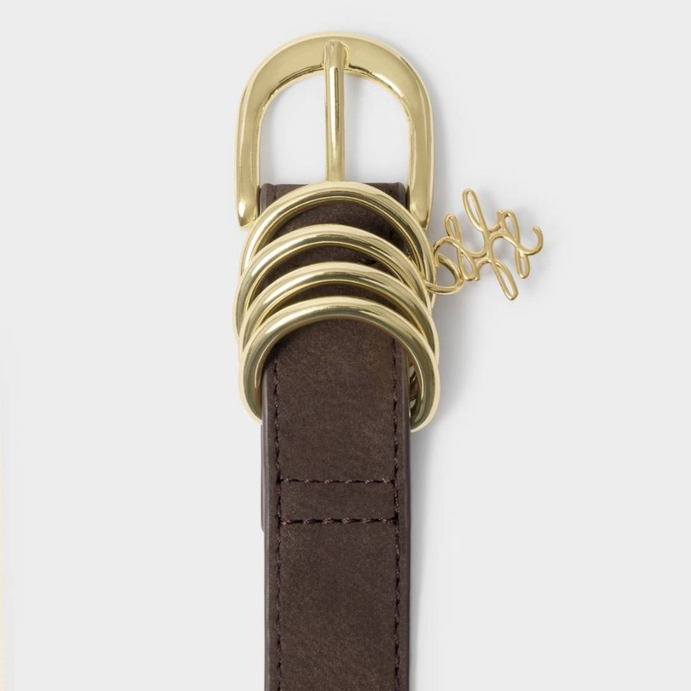 Katie Loxton Chocolate Suedette Belt with Rings - Medium/Large