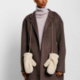 Katie Loxton Cream Teddy Mittens with Cord