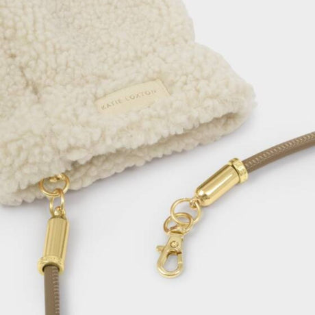 Katie Loxton Cream Teddy Mittens with Cord