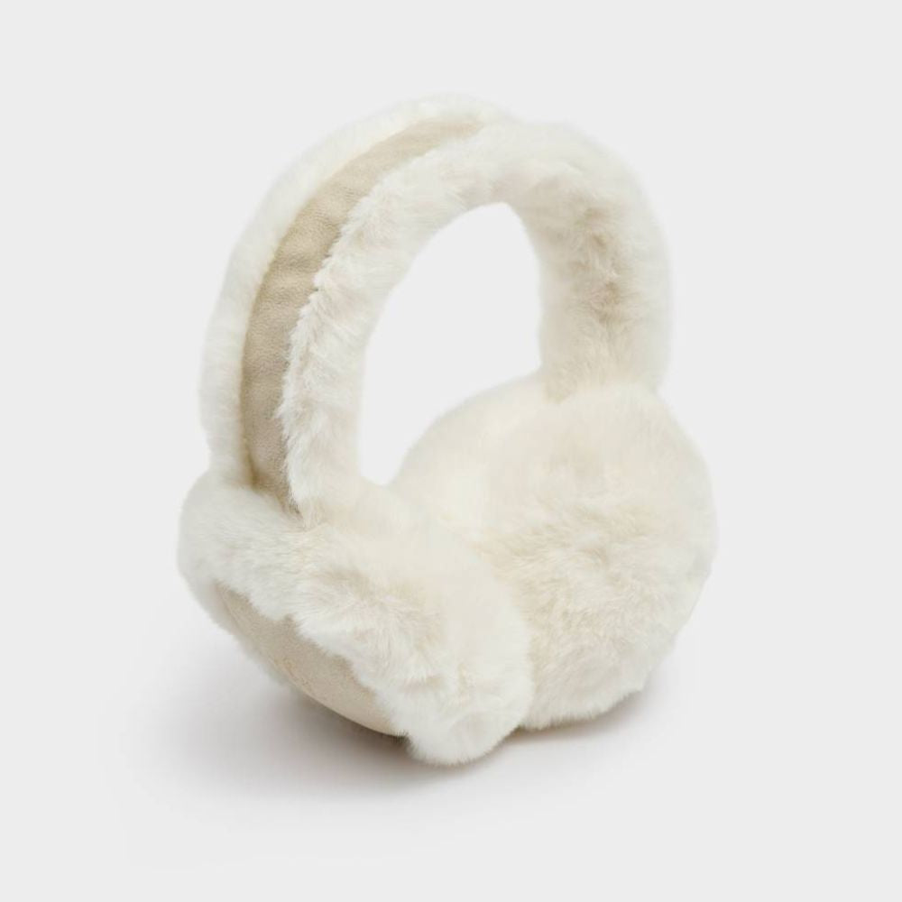 Katie Loxton Faux Suede Earmuffs - Taupe/Cream