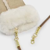 Katie Loxton Faux Suede Mittens with Cord - Taupe/Cream