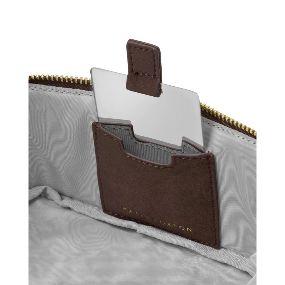 Katie Loxton  Fold-Out Mirror Makeup Bag - Chocolate