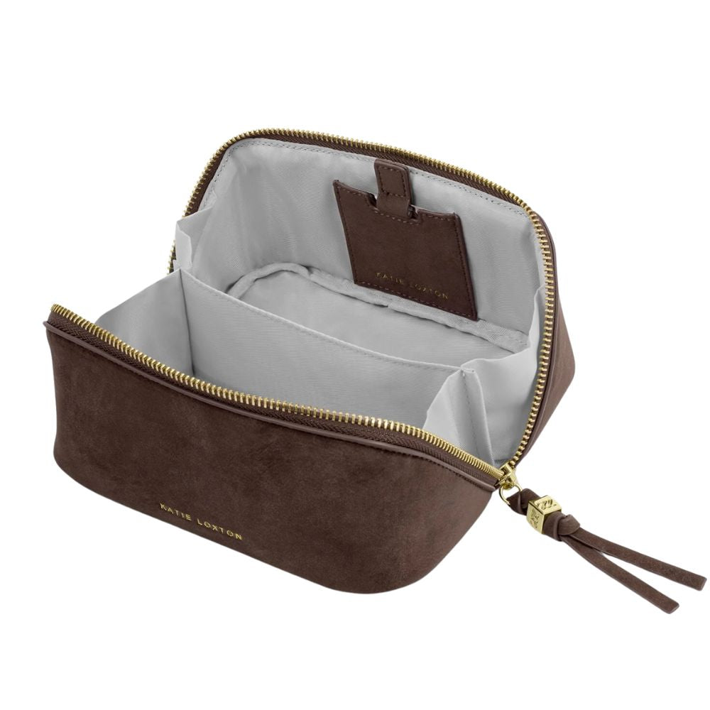 Katie Loxton  Fold-Out Mirror Makeup Bag - Chocolate
